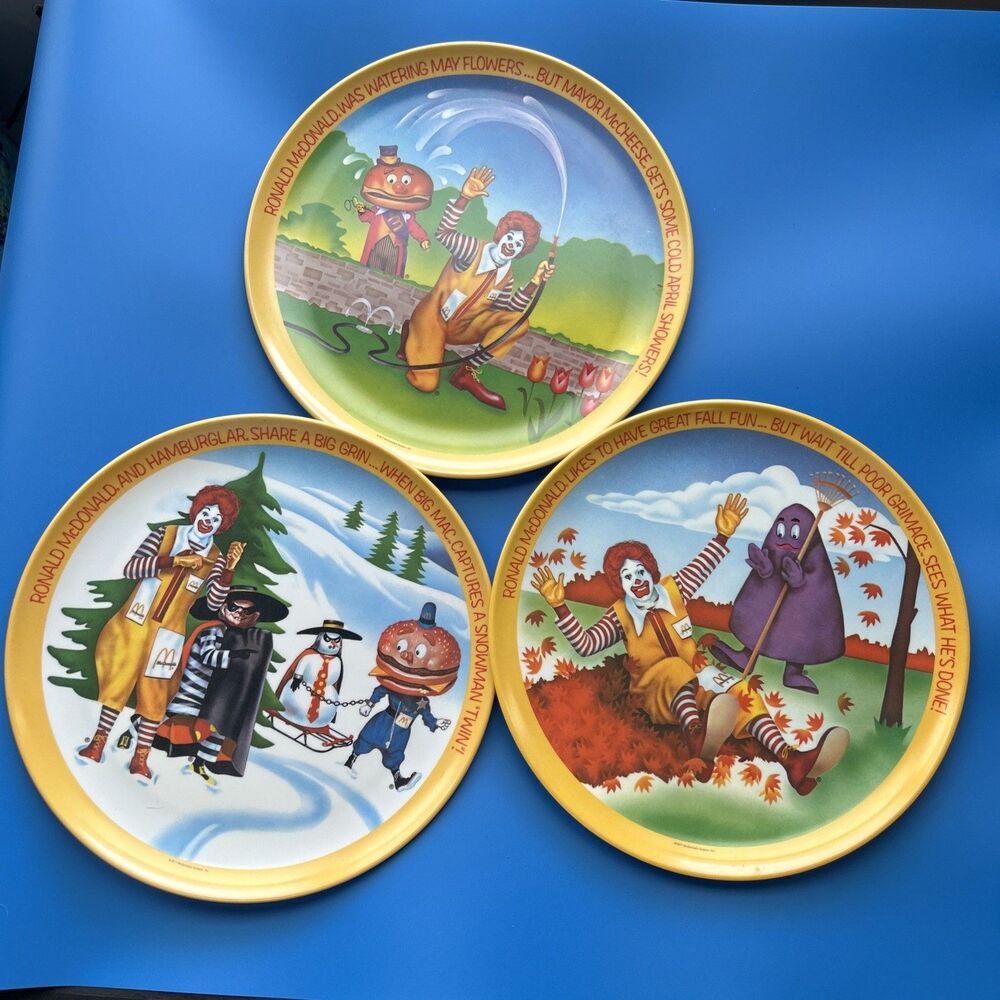Vintage Lexington 1977 Ronald McDonald's Set Of 3 Seasons Collector Plates New